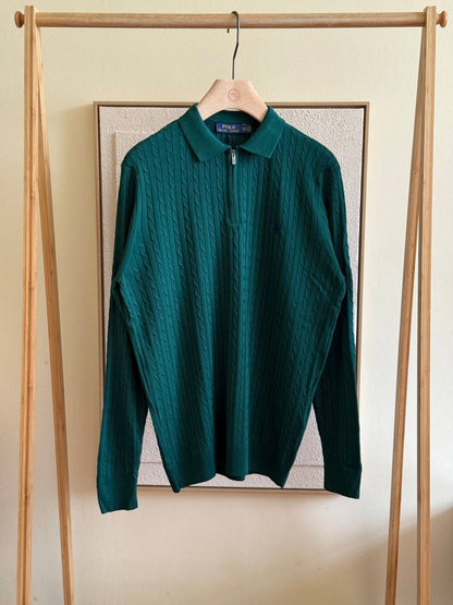 Polo Ralph Lauren Cable Knit Long Sleeve Polo Sweater