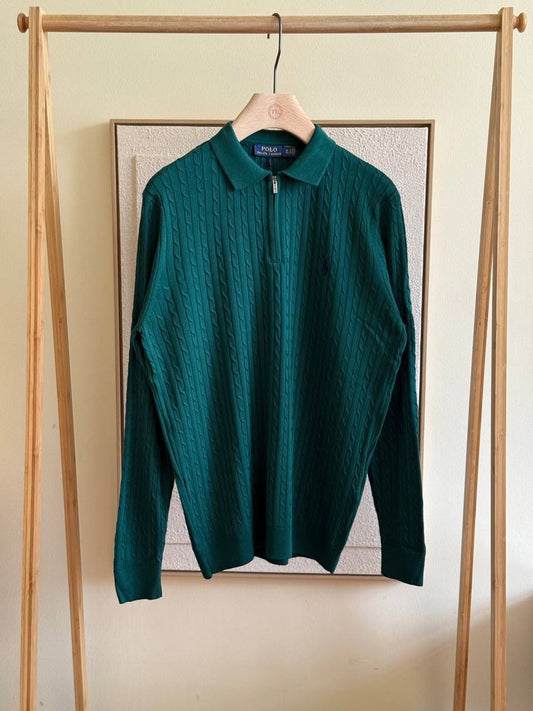 Polo Ralph Lauren Cable Knit Long Sleeve Polo Sweater
