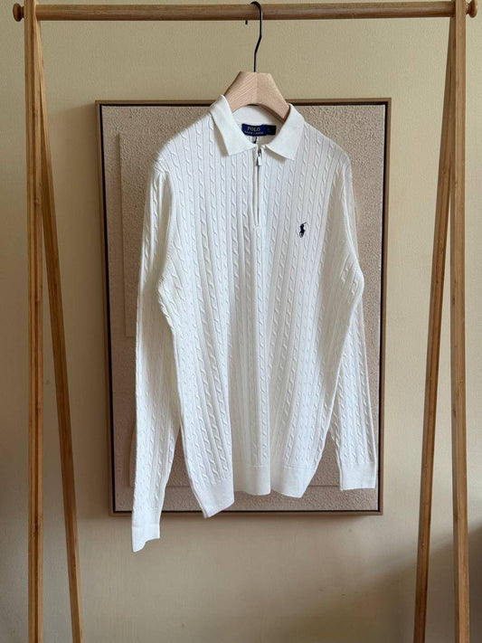 Polo Ralph Lauren Cable Knit Long Sleeve Polo Sweater