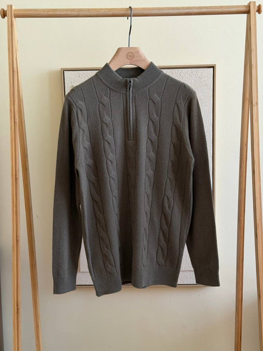 Loro Piana Men's Cable Knit Half-Zip Sweater