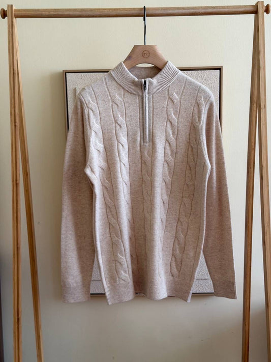 Loro Piana Men's Cable Knit Half-Zip Sweater