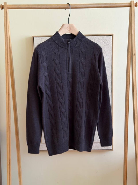 Loro Piana Men's Cable Knit Half-Zip Sweater