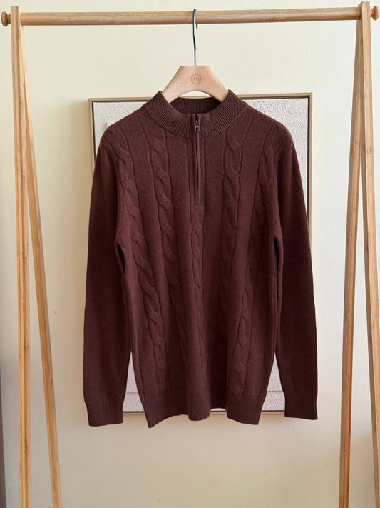 Loro Piana Men's Cable Knit Half-Zip Sweater