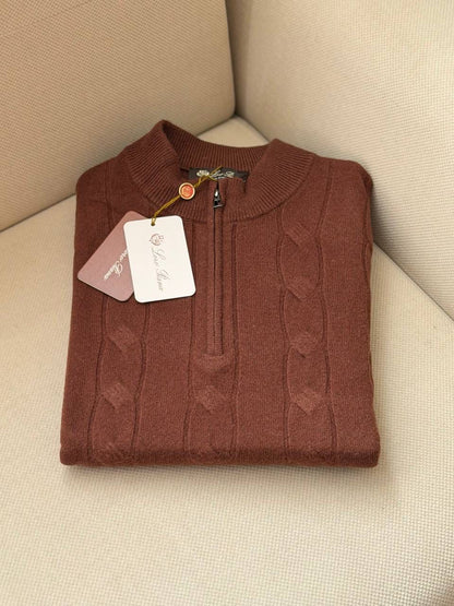 Loro Piana Men's Cable Knit Half-Zip Sweater