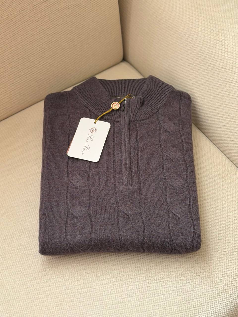 Loro Piana Men's Cable Knit Half-Zip Sweater