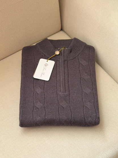 Loro Piana Men's Cable Knit Half-Zip Sweater