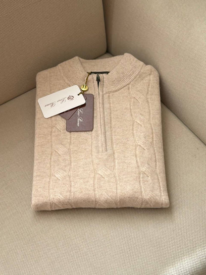 Loro Piana Men's Cable Knit Half-Zip Sweater