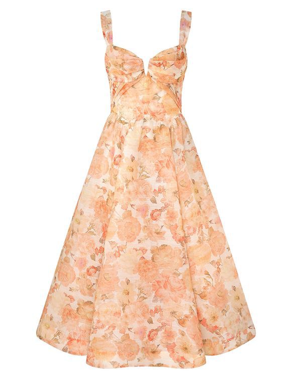 Zimmermann Romantic Floral Sweetheart Long Dress