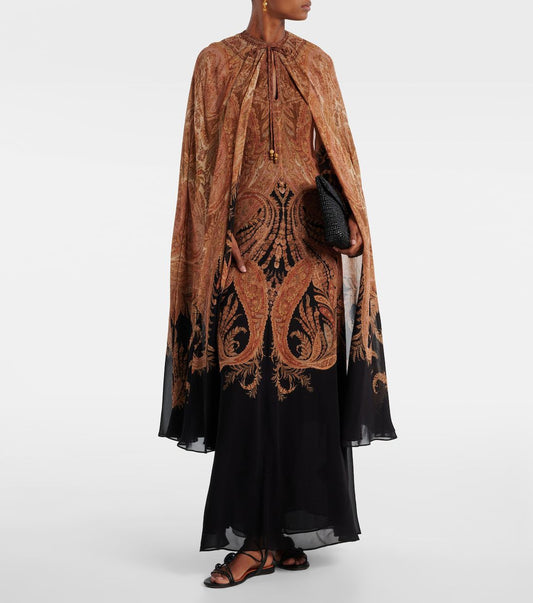 Zimmermann Regal Paisley Cape Long Dress