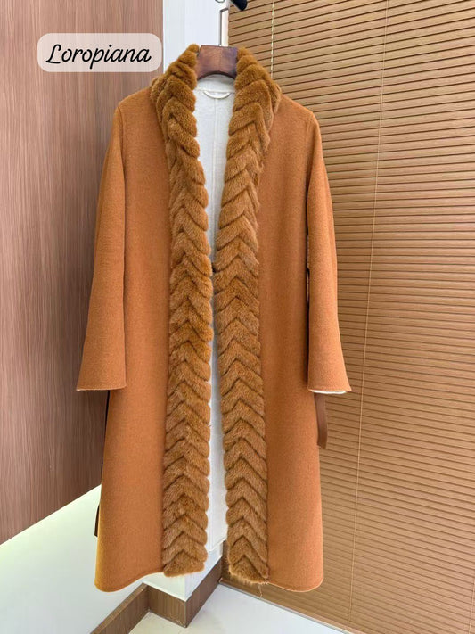 LOROPIANA Fur-Trim Long Coat