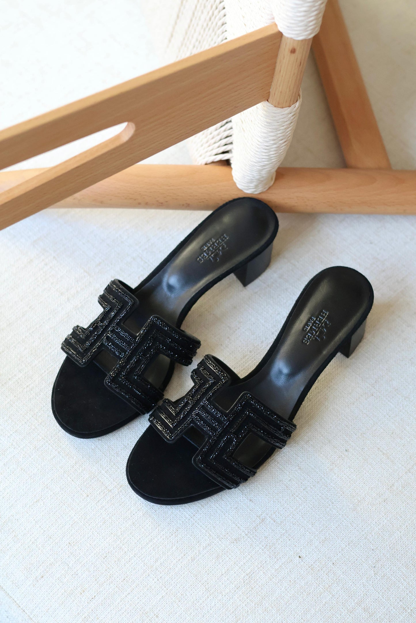 Louis Hermes Heeled Slip-On Sandals