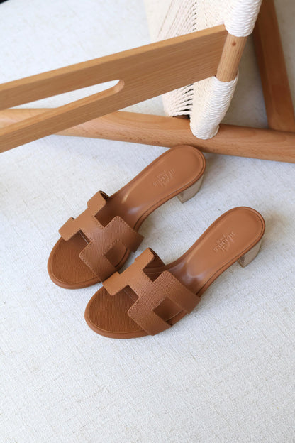 Louis Hermes Heeled Slip-On Sandals