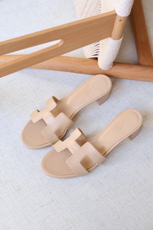 Louis Hermes Heeled Slip-On Sandals