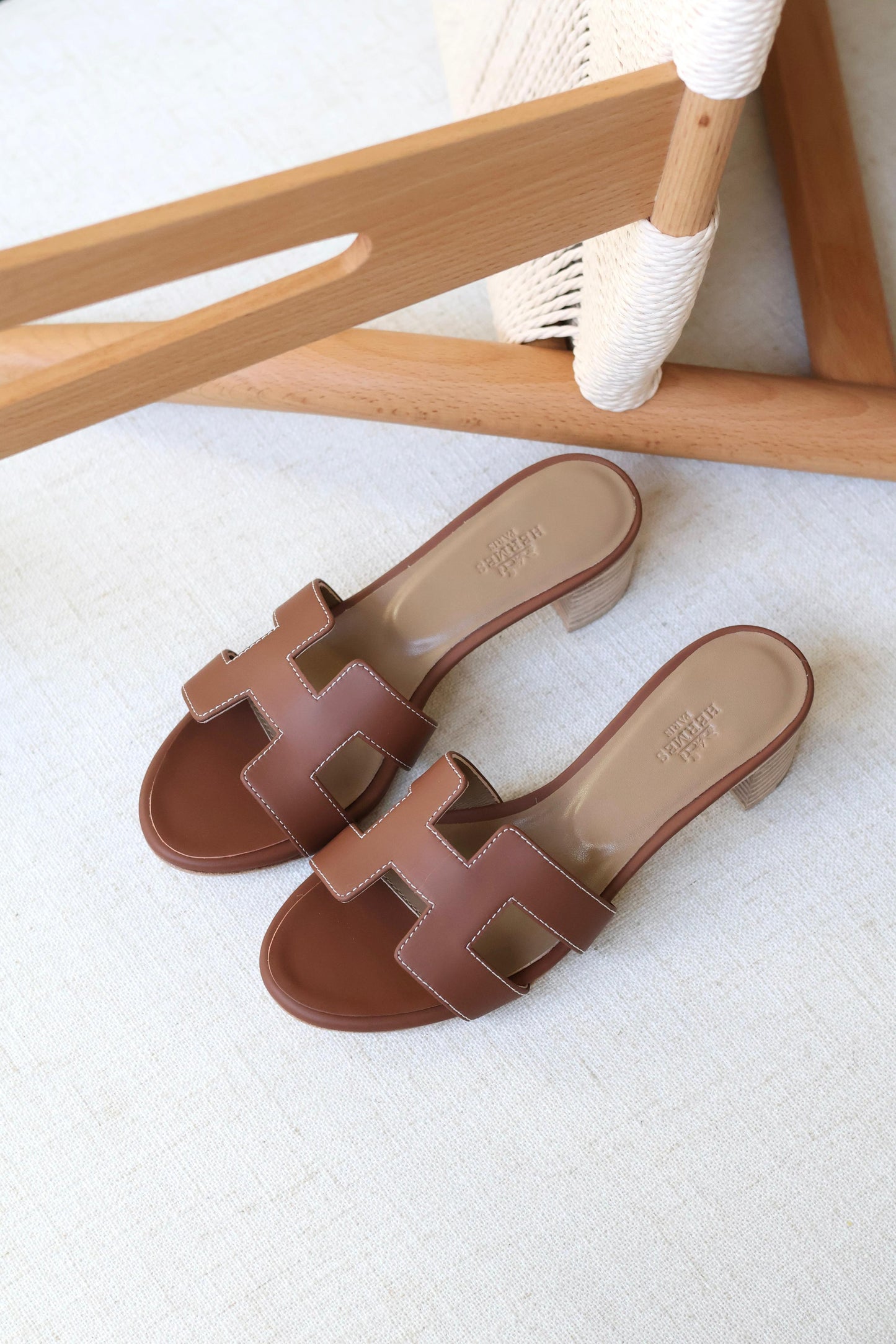 Louis Hermes Heeled Slip-On Sandals