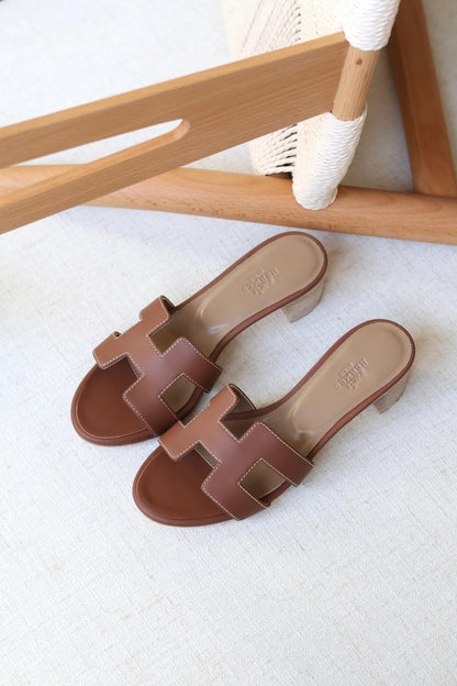 Louis Hermes Heeled Slip-On Sandals