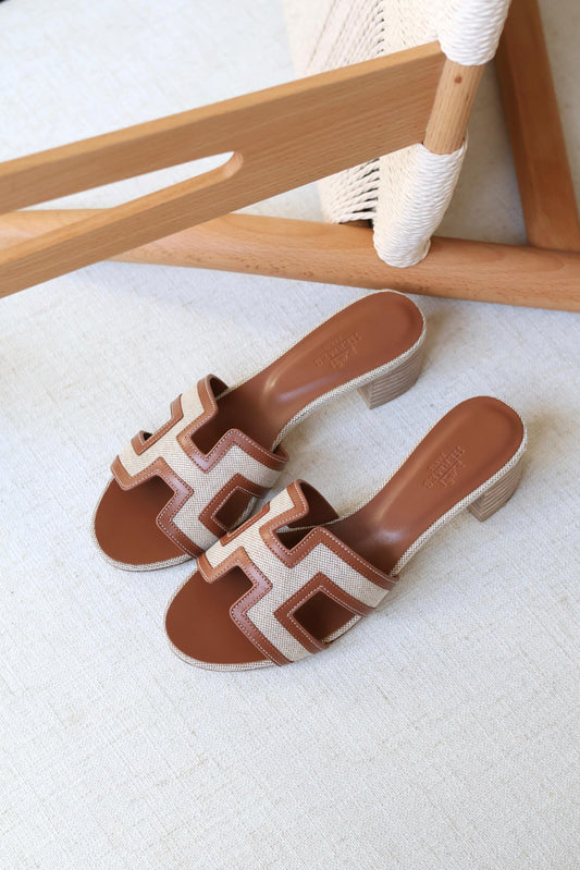 Louis Hermes Heeled Slip-On Sandals