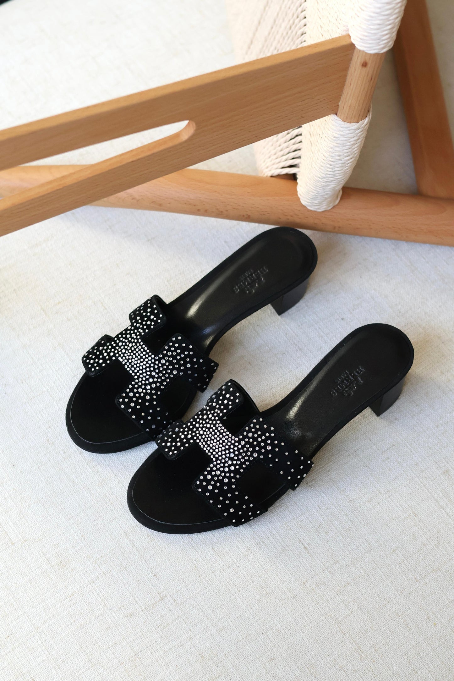 Louis Hermes Heeled Slip-On Sandals