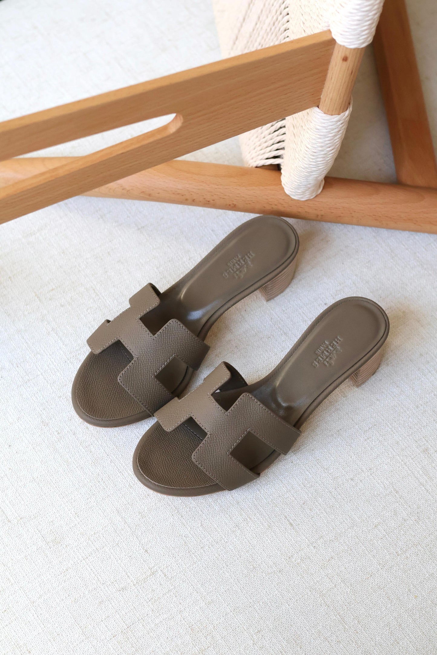 Louis Hermes Heeled Slip-On Sandals