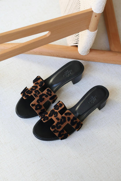 Louis Hermes Heeled Slip-On Sandals