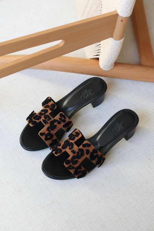 Louis Hermes Heeled Slip-On Sandals