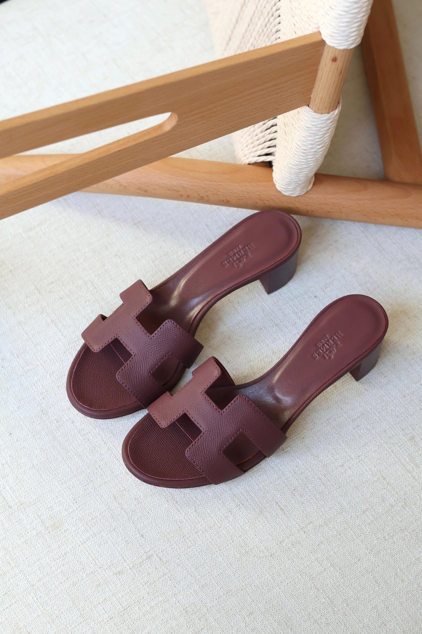 Louis Hermes Heeled Slip-On Sandals