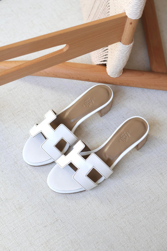 Louis Hermes Heeled Slip-On Sandals