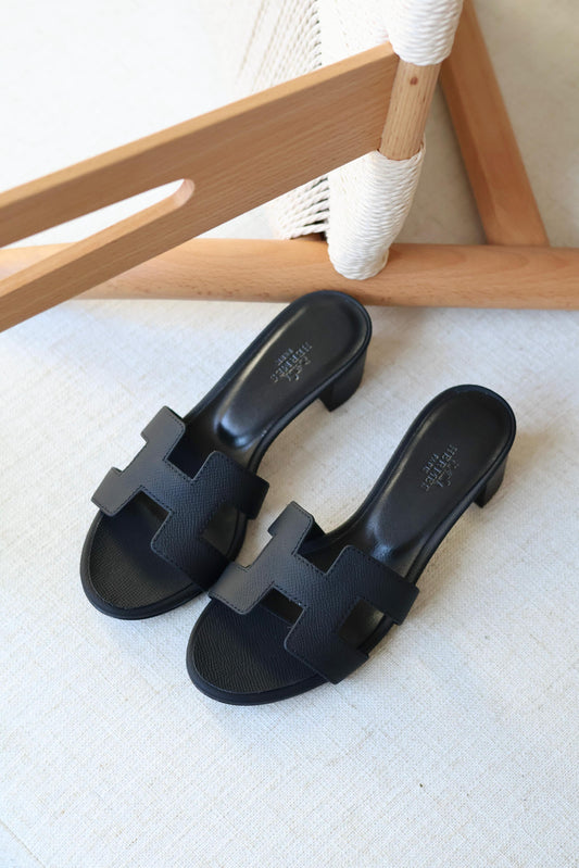 Louis Hermes Heeled Slip-On Sandals