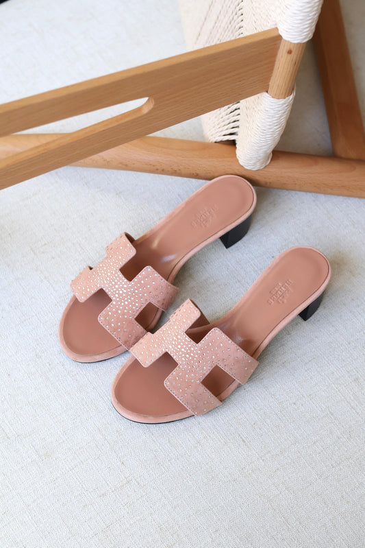 Louis Hermes Heeled Slip-On Sandals