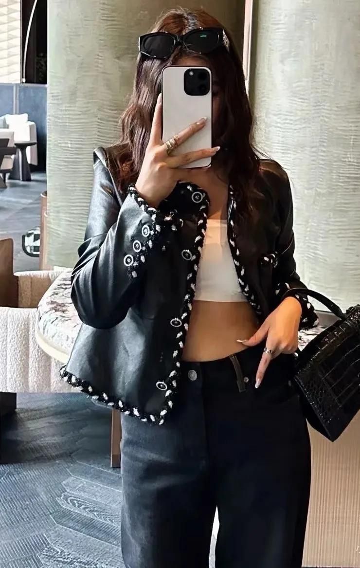 Chanel Leather Trim Jacket