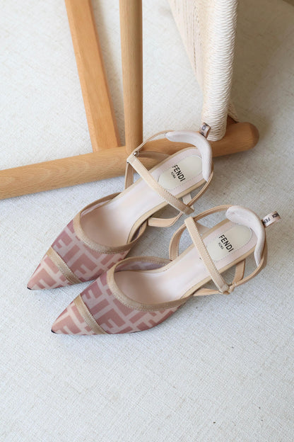 Fendi Mesh Pointed-Toe Slingback Shoes