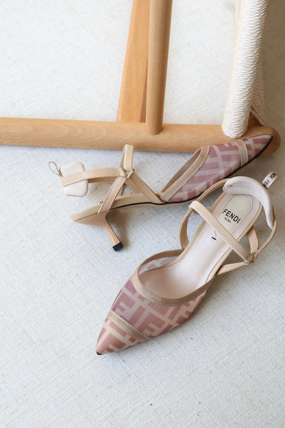 Fendi Mesh Pointed-Toe Slingback Shoes