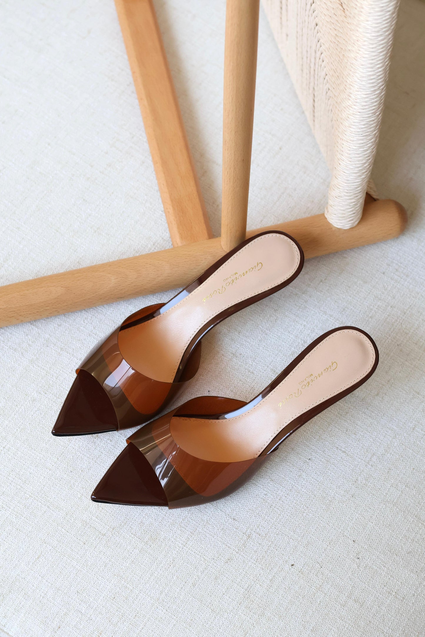 Gianvito Rossi Clear Pointed-Toe Mule Heels