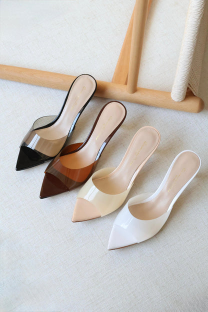 Gianvito Rossi Clear Pointed-Toe Mule Heels