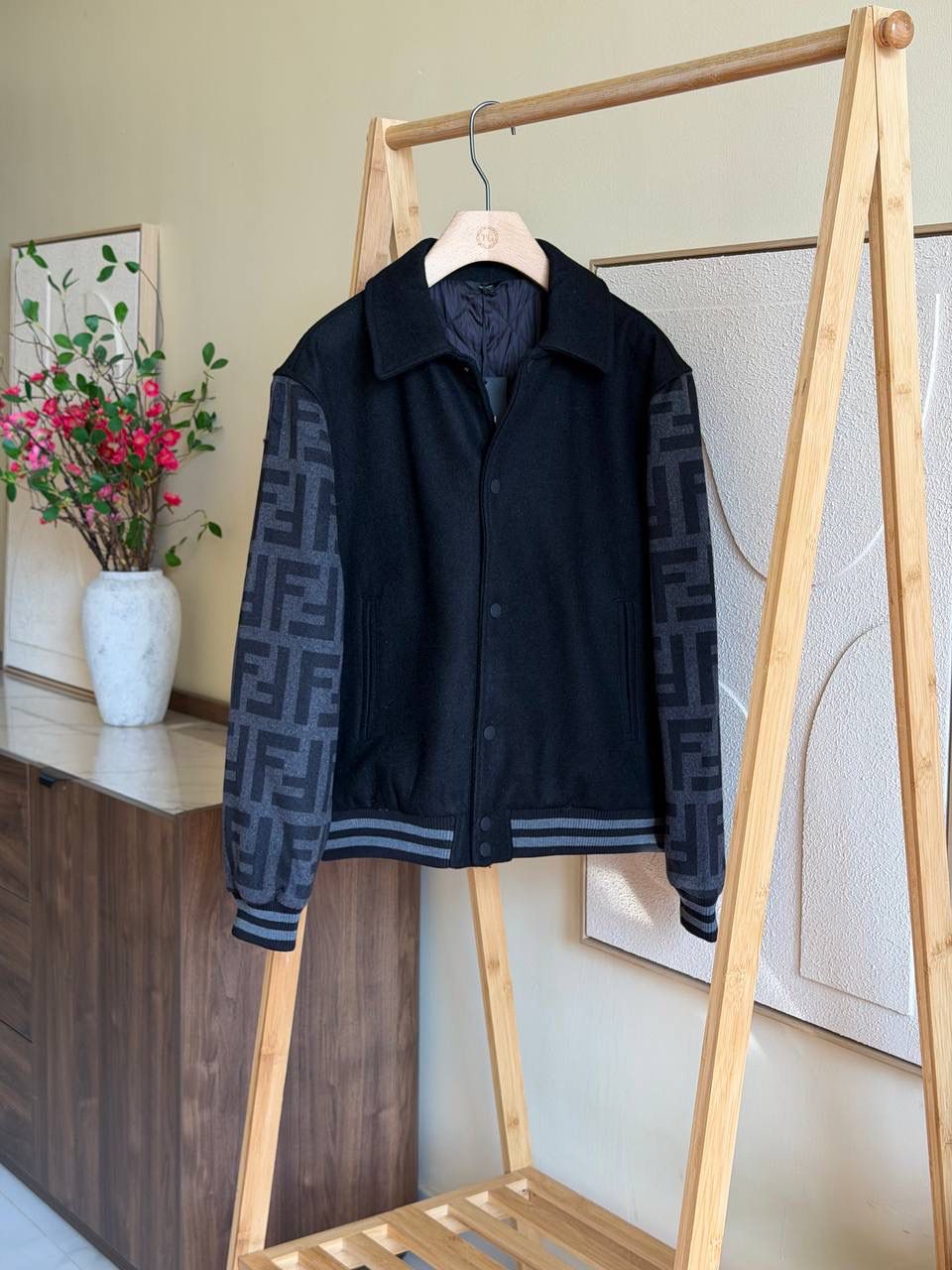 Fendi Blouson Black wool bomber jacket