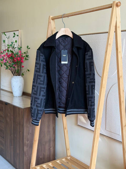 Fendi Blouson Black wool bomber jacket