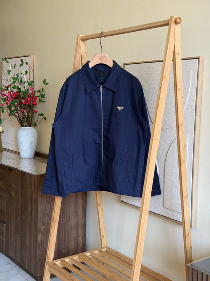 Prada Triangle Logo Old Zipper Jacket in Denim