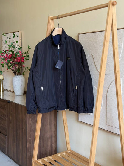 Prada triangle-logo zip-up jacket