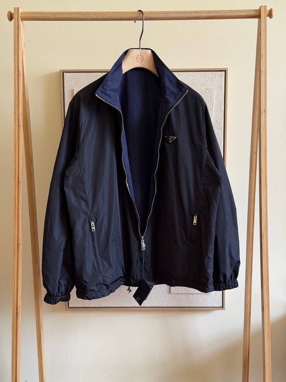 Prada triangle-logo zip-up jacket