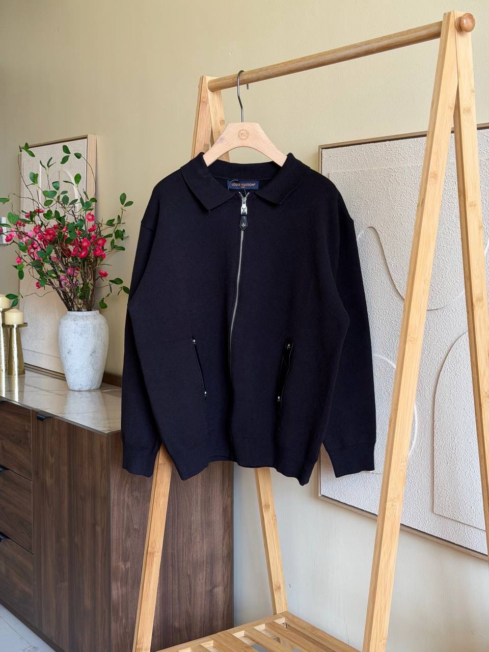 Louis Vuitton Zip-Up Knit Jacket with Collar