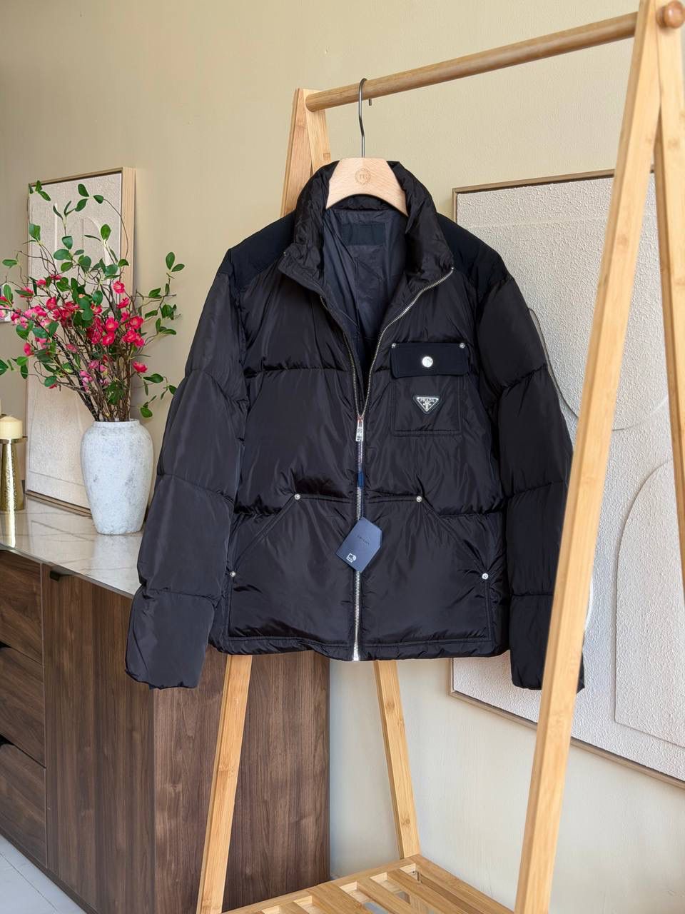 Prada cropped triangle-logo padded jacket