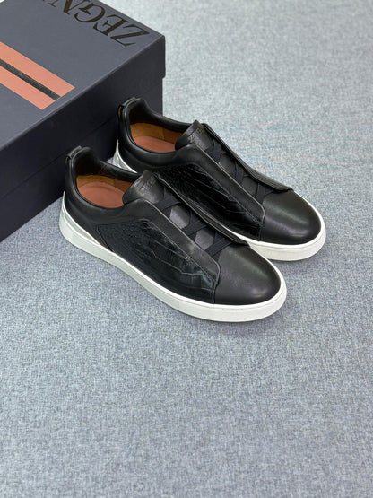 Zegna Crocodile Leather Triple Stitch SECONDSKIN Sneakers