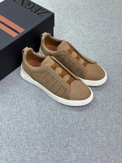 Zegna Crocodile Leather Triple Stitch SECONDSKIN Sneakers