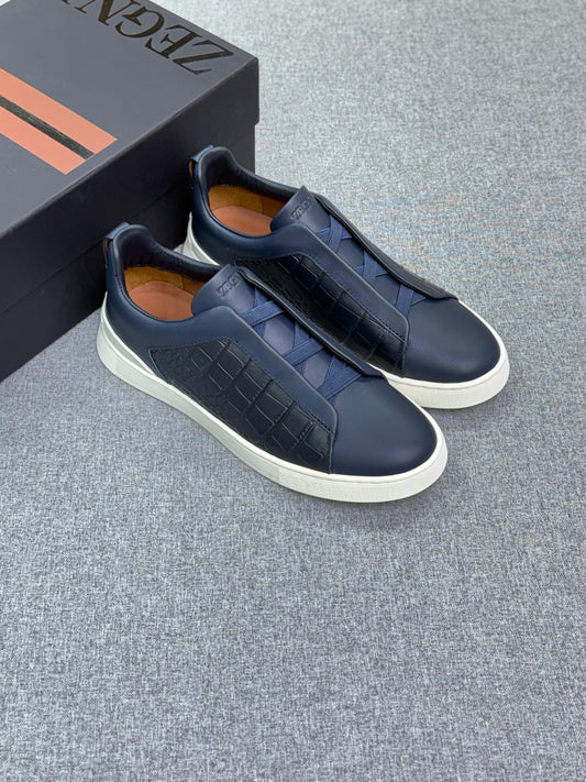Zegna Crocodile Leather Triple Stitch SECONDSKIN Sneakers