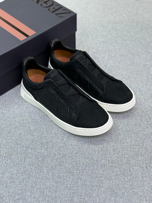 Zegna Crocodile Triple Stitch Sneakers