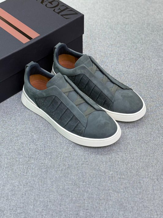 Zegna Crocodile Triple Stitch Sneakers