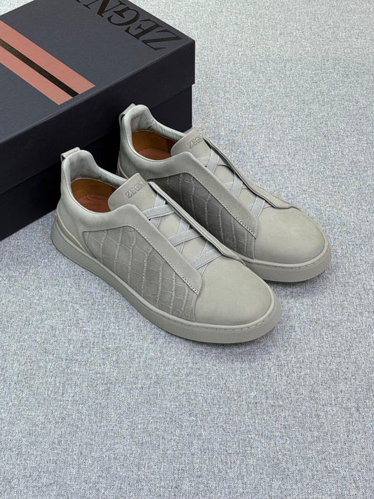 Zegna Crocodile Triple Stitch Sneakers