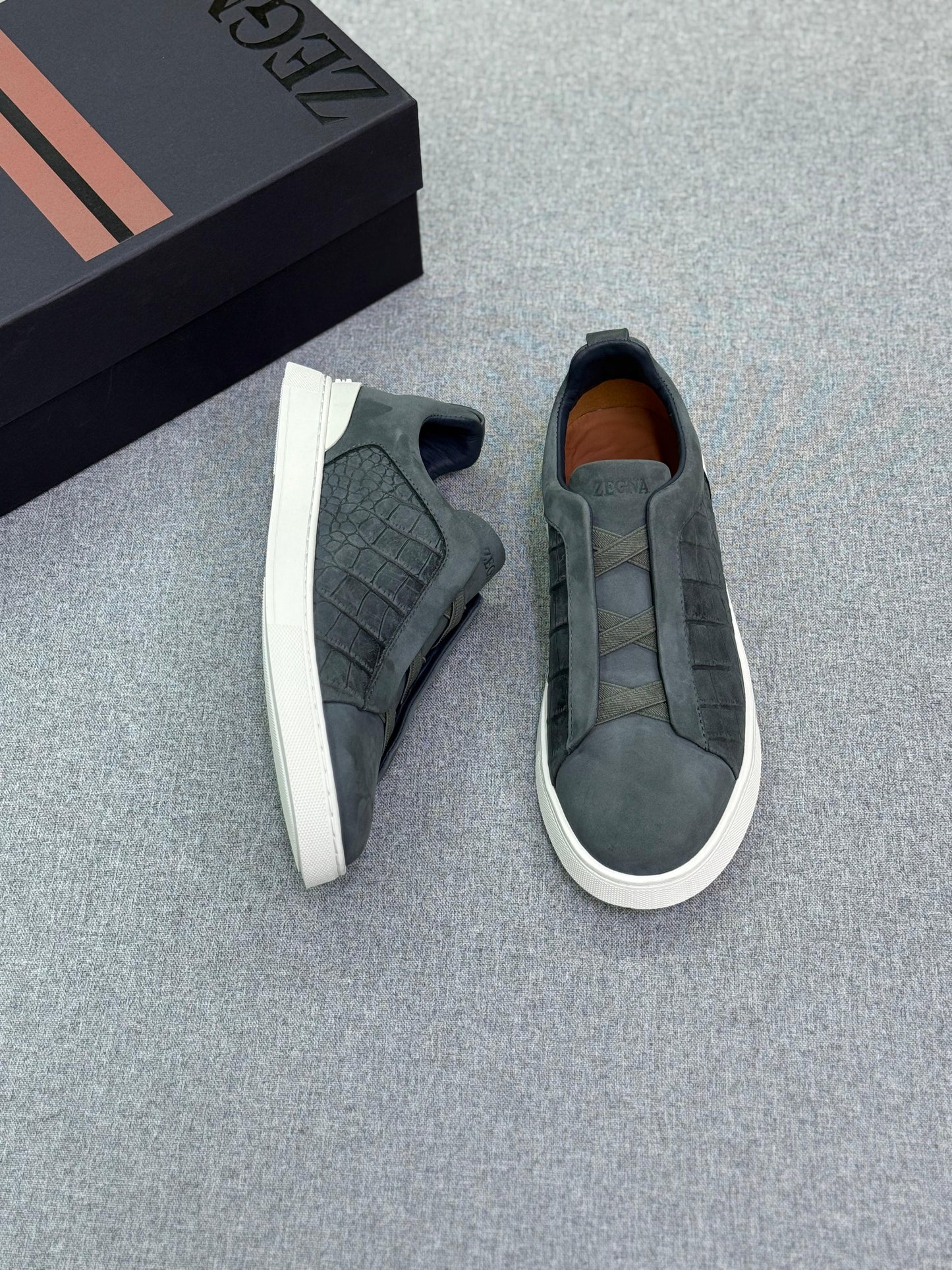 Zegna Crocodile Triple Stitch Sneakers