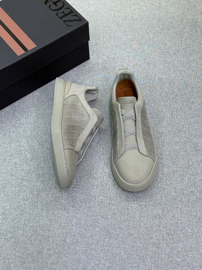 Zegna Crocodile Triple Stitch Sneakers