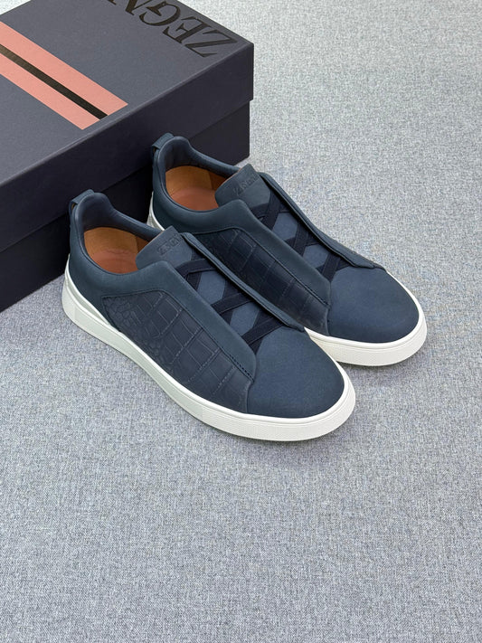Zegna Crocodile-Panel Triple Stitch Sneakers