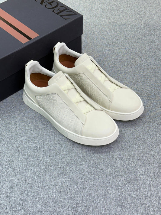 Zegna Crocodile-Panel Triple Stitch Sneakers